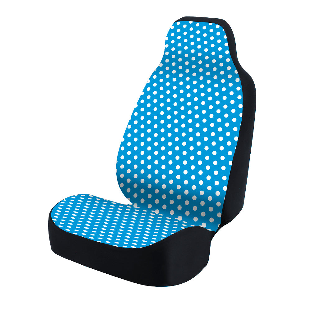 Universal Print Seat Cover - Polka Dots White and Blue