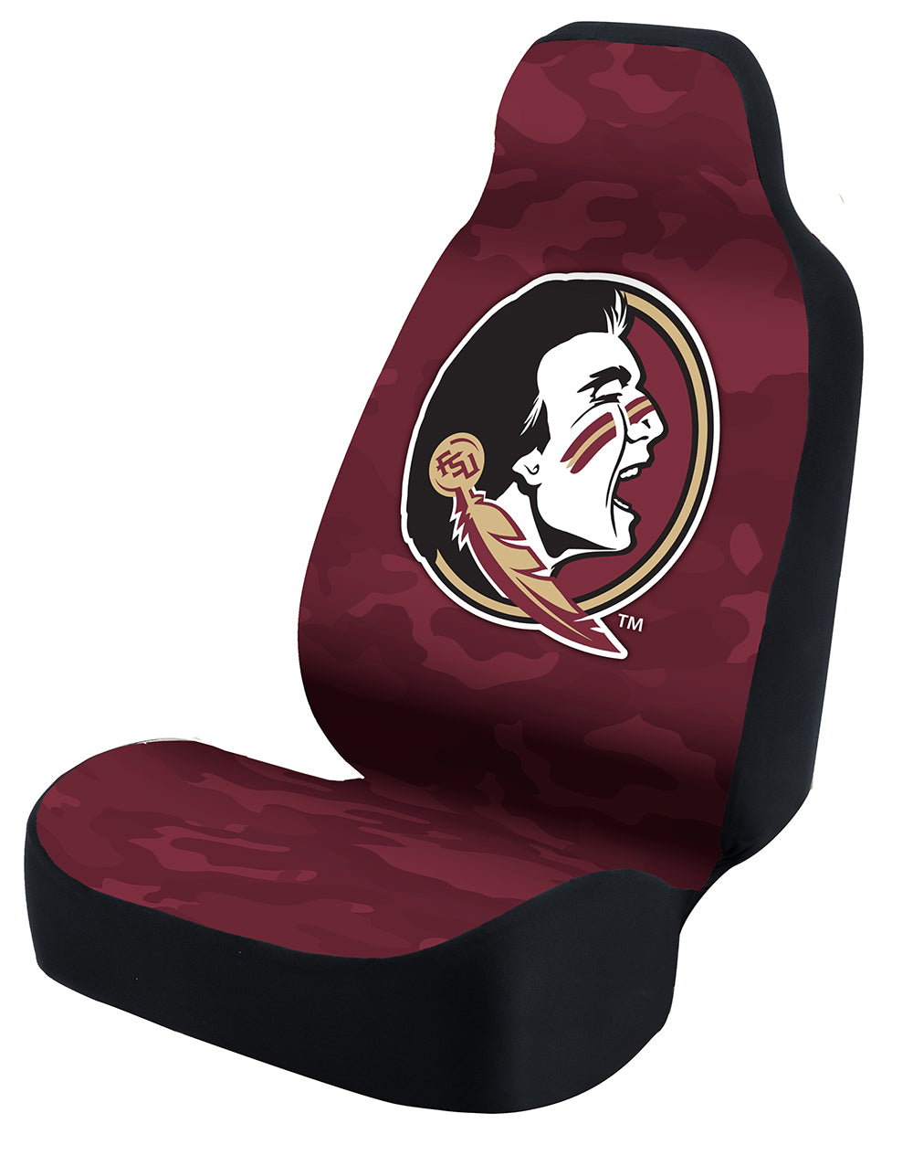 Universal Seat Cover Print 1pc - Ultimate Suede - University of Florida State - Burgundy Camo w/ Black Interlock Backing