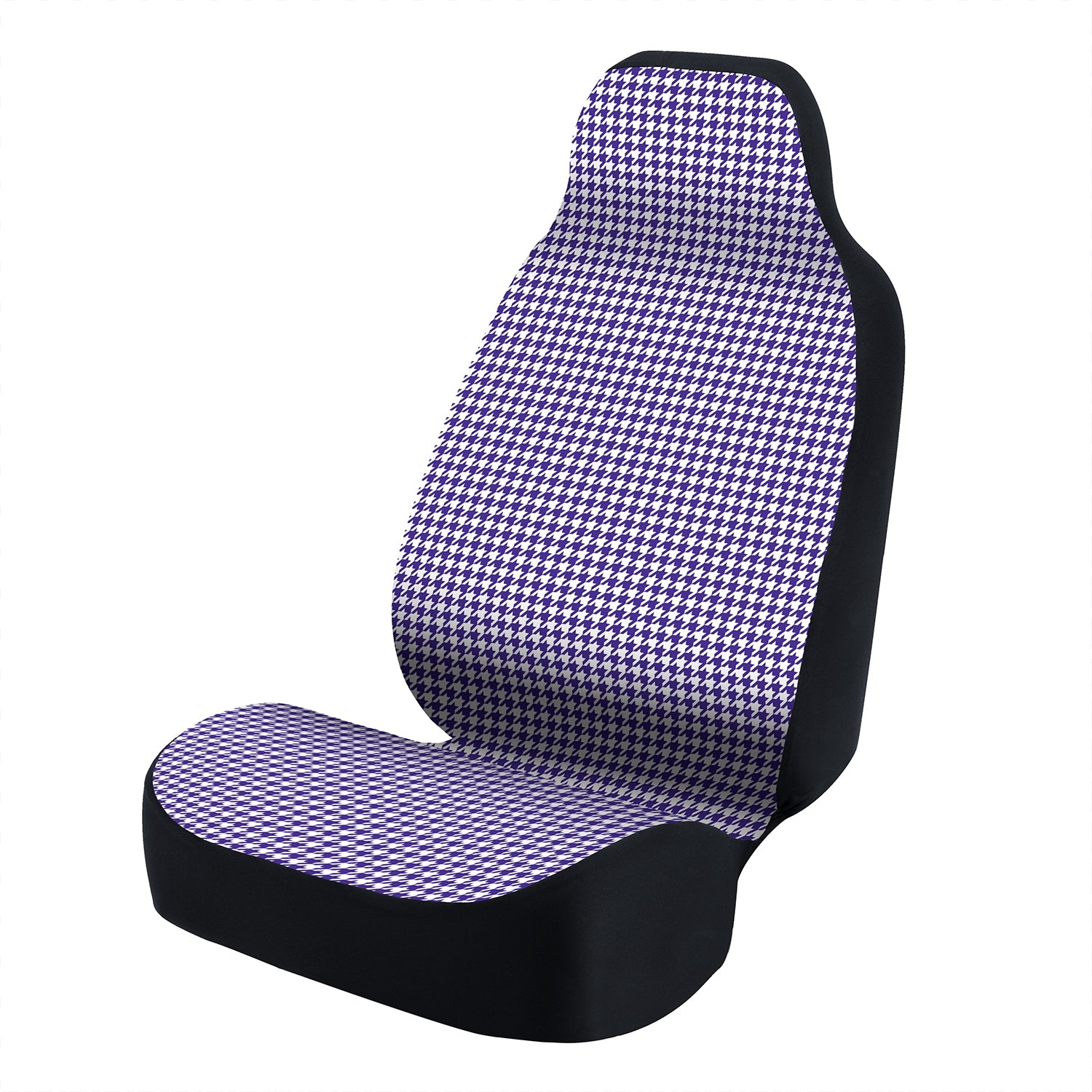 Universal Seat Cover Fashion Print 1Pc - Neosupreme -  Interlocking Houndstooth White And Purple