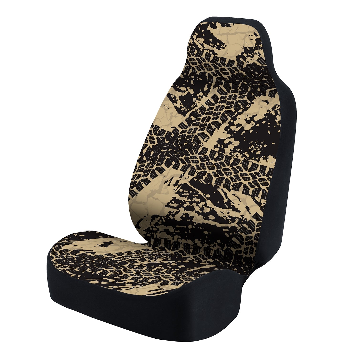 Universal Seat Cover Fashion Print 1Pc - Neosupreme -  Graphic Tire Tracks Tan